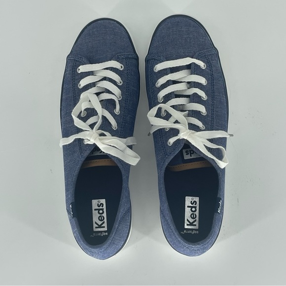 KEDS NEW TRIPLE KICK PLATFORM RECYCLED BLUE DENIM PLATFORM SNEAKER 10 WOMEN’S - Picture 5 of 8